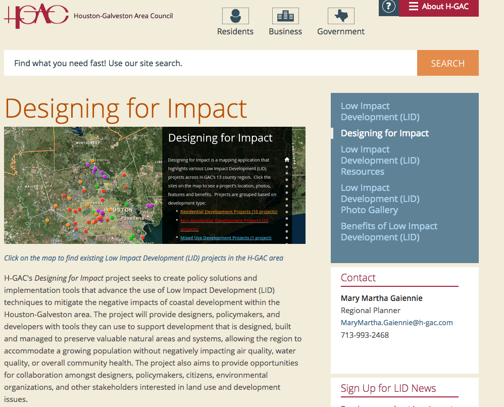 Houston-Galveston Area Council LID / Designing for Impact