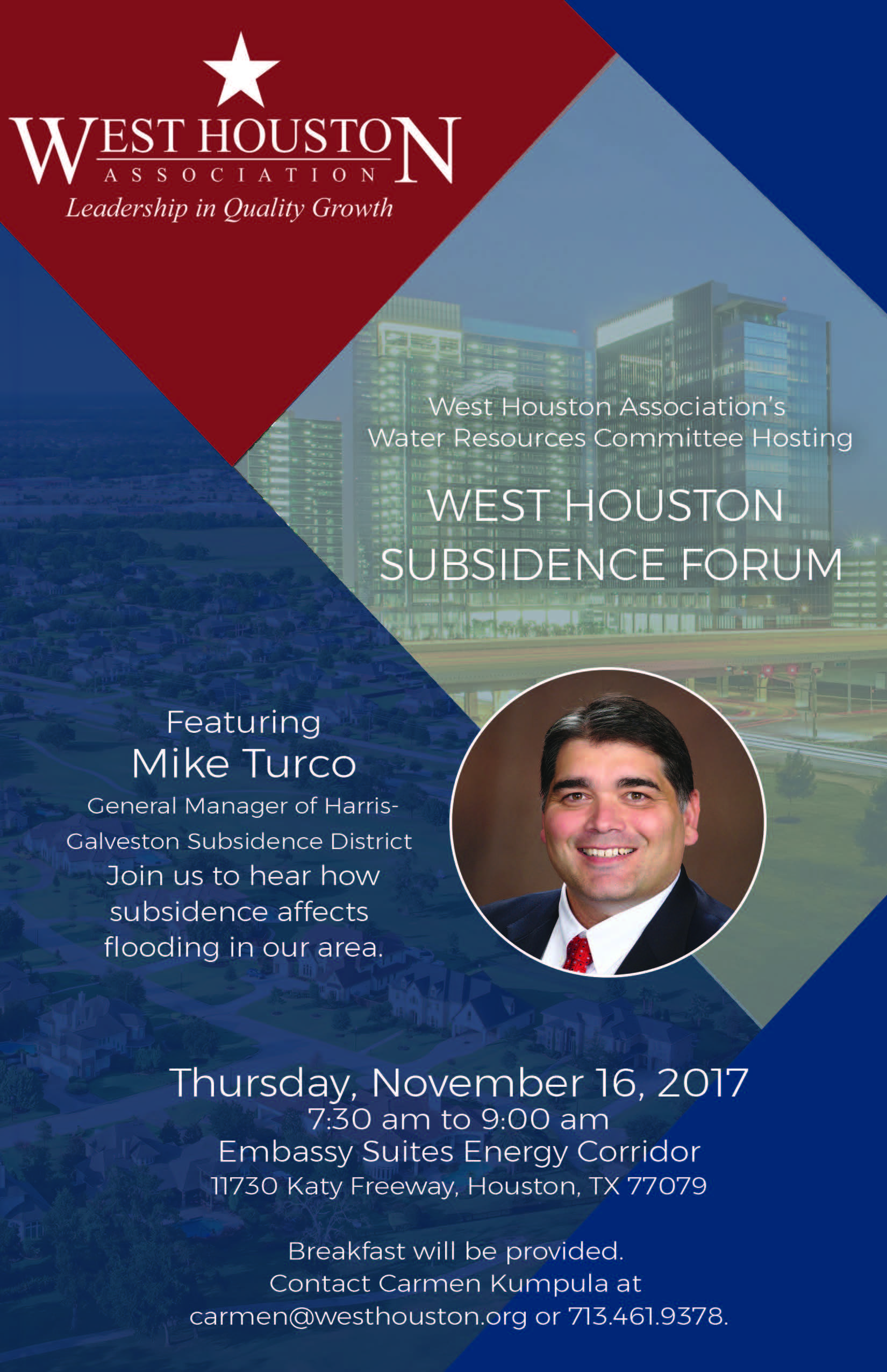 The WHA Water Resources Committee Hosted Mike Turco, General Manager of Harris-Galveston Subsidence District
